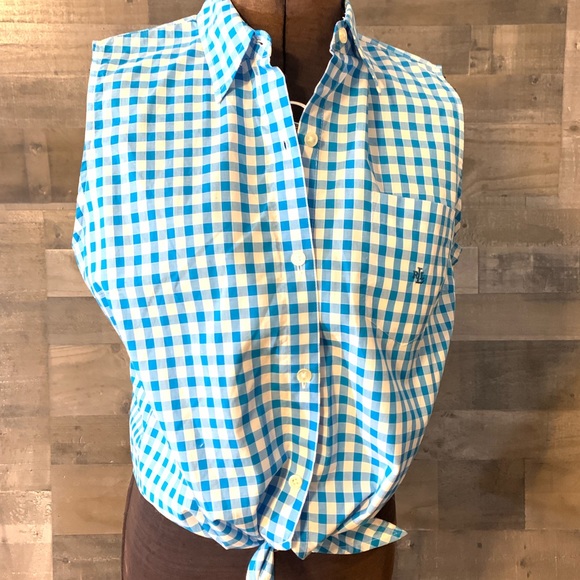 Polo Ralph Lauren Tops - RALPH LAUREN button down tie front top blue white